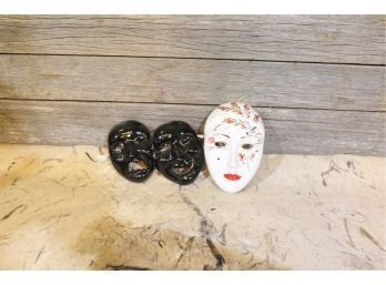 2 Ceramic Wall Hanging Masks