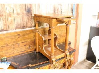 Very Heavy Solid Oak Plant Stand Writing Desk 25' Tall, 12' Wide, 19 Deep