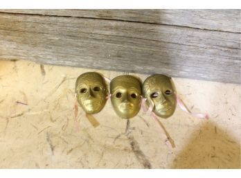 2' Brass Masks Lot Of 3