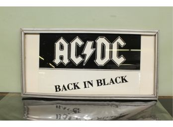 Vintage Print On Glass AC/DC Back In Black 16' X 10'