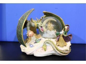 Marjorie Sarnat Wizard Dragon Snow Globe Music Box  See Pictures For Condition