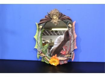 Magic Mirror With Dragon & Wizard 10 1/4' X 13 1/2'  See Pictures For Condition