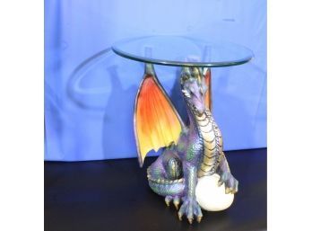 Glass Top Dragon Table 22' Tall 14' Wide With 20' Diameter Glass See Pictures For Condition