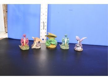 5 Dragon Figurines See Pictures For Condition