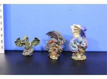 3 Resin Dragons See Pictures For Condition