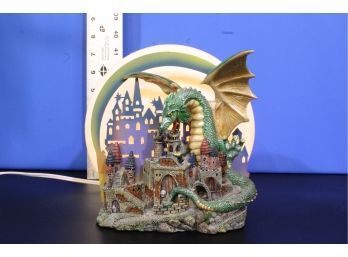 Illuminated Neon Dragon Over Castle Scene See Pictures For Condition