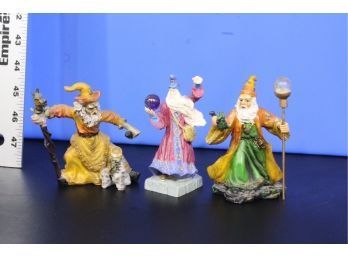 3 Wizard Figurines See Pictures For Condition