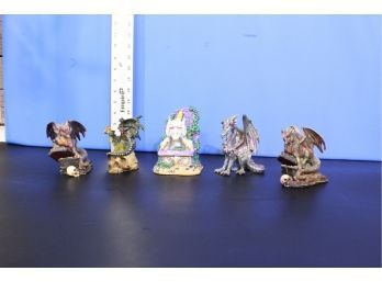 5 Dragon Figurines See Pictures For Condition