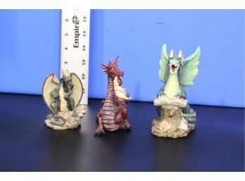 3 Dragon Figurines See Pictures For Condition