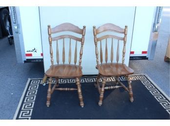 Pair Of Beautiful Oak Farm Chairs See Pictures For Condition