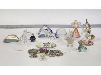 15 Glass And Silverplated Figurines And Decorations