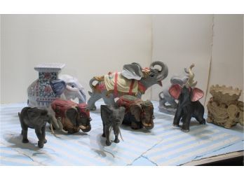 9 Large Elephants, Figurines & Plant Stands