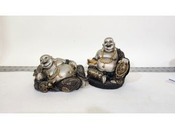 2 Laughing Buddha Figures