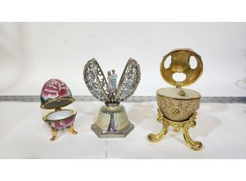 Egg Lot 1 Trinket Box And 2 Music Boxes
