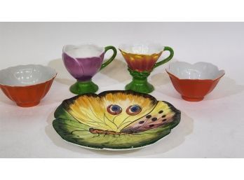 Assorted 5 Pieces Cups, Plates And Bowls