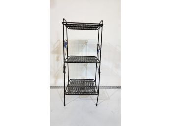 MCM Mid Century Modern Metal Rack With Leaf Accents