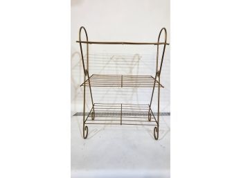 MCM Mid Century Modern Metal Rack With Floral Accents