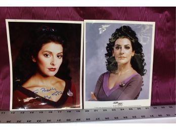 Star Trek Next Generation Character Photos One Signed By Marina Sirtis As Deanna Troi (2 Pieces)