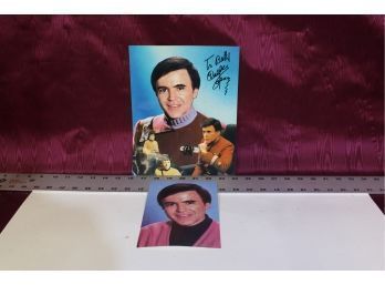 Star Trek Character Photos 1 Signed By Walter Koenig As Pavel Chekov (2 Pieces)
