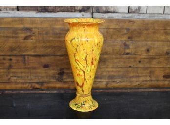 Mid Century Art Glass Vase Orange And Red Tones 15.5' High 6.5' Opening See Pictures For Details