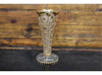Gold Cut Glass Vase, In Immaculate Condition See Pictures For Details