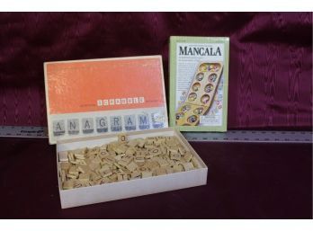 Mancala Game Board & Box Of Scrabble Tiles *no Board