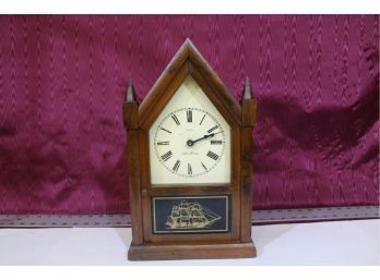 Seth Thomas Mantel Clock Battery Operated With Clipper Ship See Pictures For Details