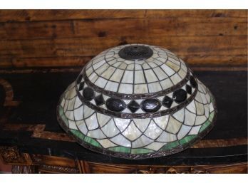 Tiffany Inspired Slag And Jewels Large Lamp Shade 19' Opening See Pictures For Details