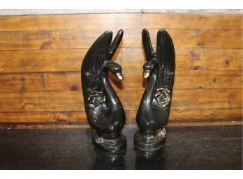 Pair Of Black Swans Mid Century See Pictures For Details