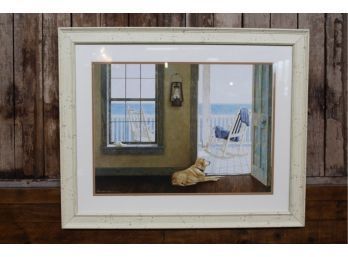 Beach House With Rocking Chair By Lee Stan Horn, Print 26' X 31.5' See Pictures For Details