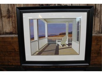 Beach Scene Chair On A Porch By Lee Stan Horn, Very High Quaity Print & Frame 29-1/4' X 35 1/4' Overall