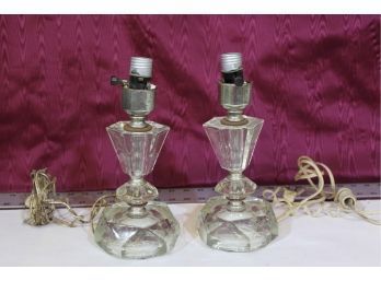 2 Heavy Glass Lamp Bases See Pictures For Details