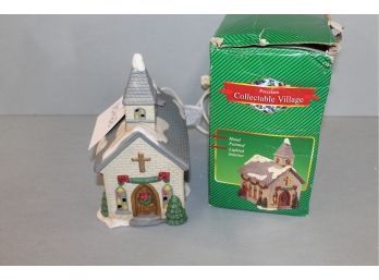 Porcelain Collectible Village Hand Painted Lighted Church