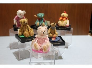 6 Small Bears For A Big World In Display Cases With Certificates Of Authenticity