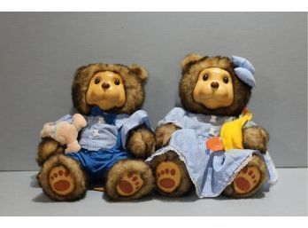 A Pair Of Robert Raikes Bears Betty And Glenn With Wooden Faces And Feet