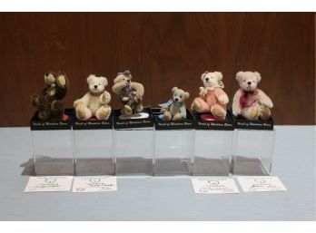 6 Mini Small Bears For A Big World In Disply Cases With Certificates Of Authenticity
