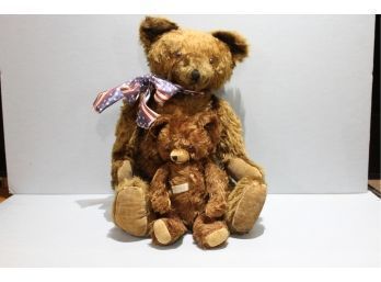 Knickerbocker Bear 2 Piece Lot, Jointed , Wind Up, Mohair, Vintage Has Thinning Spots