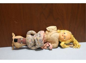 Antique Topsy Turvey Doll With Celluloid Face