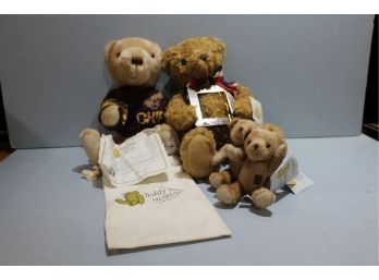 4 Teddy Bear Museum Bears, Gyles - Owner Of One Teddy Bear Museum, Stick With Me Teddy, (2) Loved To Pieces