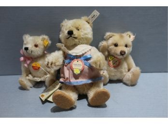 3 Steiff Bears Fully Jointed, Teddy Baby, Little Bear, And U.S. Special 1984 Historic Steiff Minature VI