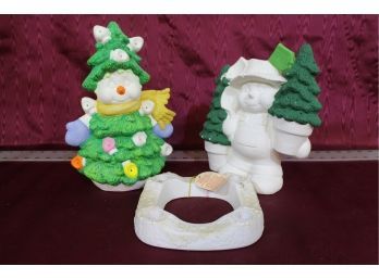3 Unfinished Ceramic Christmas Decorations