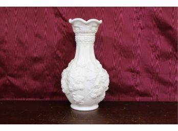 Milk Glass Beautiful Vase Very 3 Dimensional 10' Tall Grape Pattern