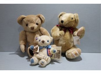 Nisbet Bears Lot Of 3, Anything Bear Vintage Limited 1989 Of Nisbet Artist Signed, Bully Bear, The Way We Were
