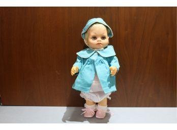 Vintage 1960 Mattel Chatty Cathy Tiny Baby Doll, Pull String Talking Doll Blonde Hair, With Outfit
