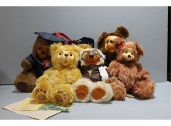 6 Robert Raikes Bear Collectibles, Ilia With Box & Cert, Lindy Jr, Christopher, Jester, Gingersnap, Unknown