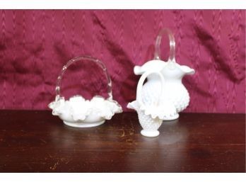 Milk Glass Basket Collection 3 Total