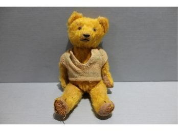 Vintage 12' Gold Mohair Bear Glass Eyes Sewn Mouth No Tags Jointed