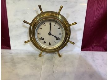 Brass Ships Wheel Clock 8' Diameter Overall And 3' Thick Made In Germany