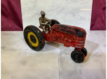 Vintage Metal Tractor With Farmer