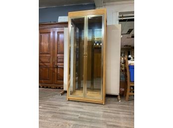 Display Cabinet With Lights Has Glass Shelves Not Seen In Pictures, By Thomasville Very Heavy Oak Bring Help